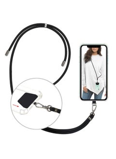 Phone Lanyard, Universal Cell Phone Lanyard with Adjustable Nylon Neck Strap, Phone Tether Safety Strap Compatible with Most Smartphones with Full Coverage Case (Black)
