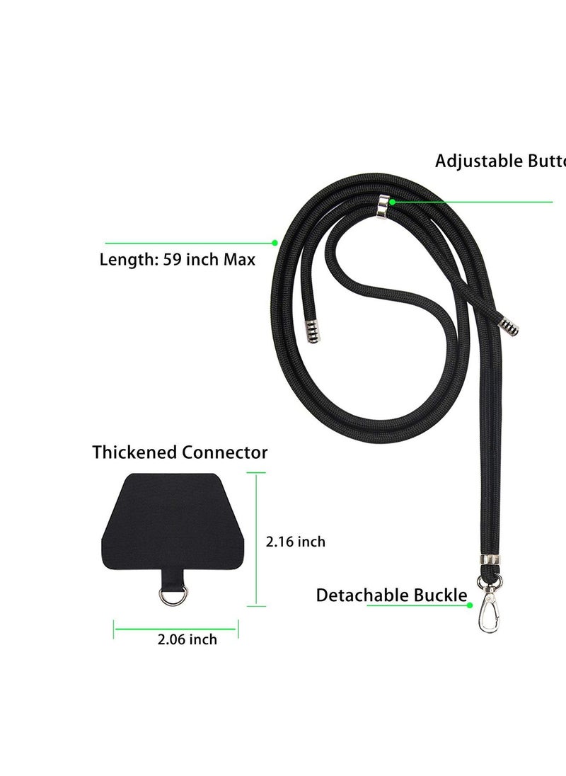 SYOSI Phone Lanyard, Universal Cell Phone Lanyard with Adjustable Nylon Neck Strap, Phone Tether Safety Strap Compatible with Most Smartphones with Full Coverage Case (Black)  - Image 3