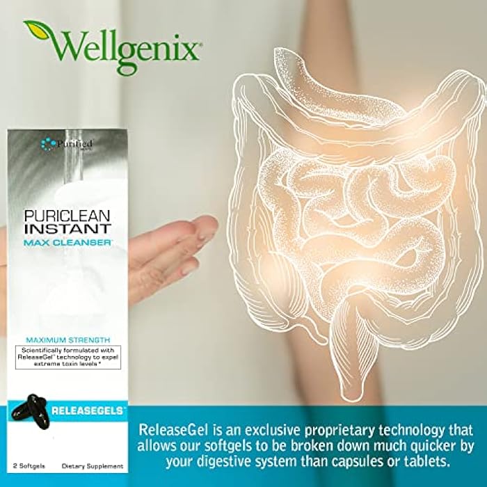 Wellgenix Puriclean Instant Max Cleanser Releasegel - Premium Body Detox Cleanse, Fast-Acting Extra Strength, 2 Herbal Cleanse Detox Softgels - Image 3