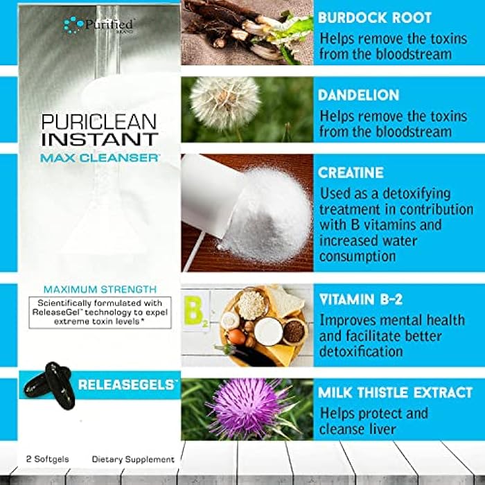 Wellgenix Puriclean Instant Max Cleanser Releasegel - Premium Body Detox Cleanse, Fast-Acting Extra Strength, 2 Herbal Cleanse Detox Softgels - Image 2
