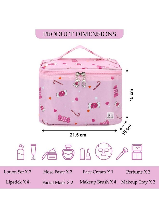 NFI essentials NFI essentials Printed Cosmetic Organizer Bag, Makeup Bag for Women Toiletry Bag Makeup Organizer Make up Kit Travel Pouch Vanity Bag Pouch for Girls  - Image 4