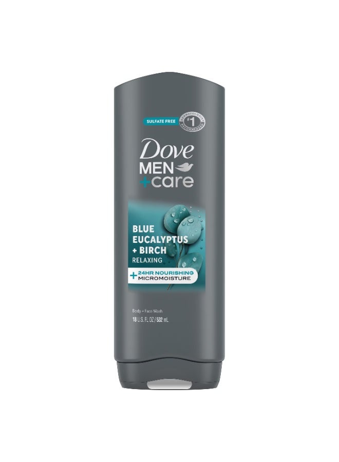 Dove Men Care blueRelaxing Hydrating Face And Body Wash Blue Eucalyptus Birch 532 ML