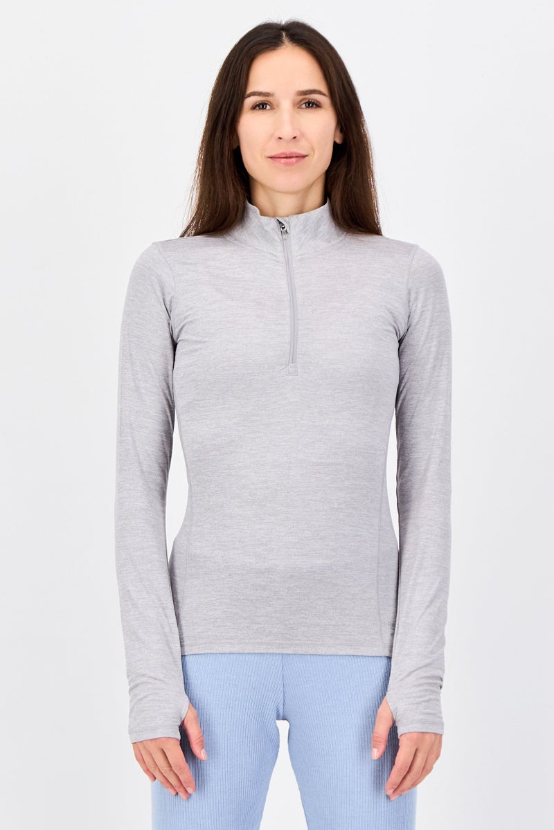 Reebok Women Slim Fit Long Sleeve Outdoor Top, Grey - Image 1