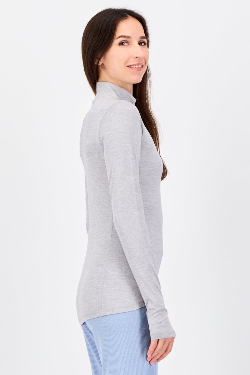 Reebok Women Slim Fit Long Sleeve Outdoor Top, Grey - Image 2