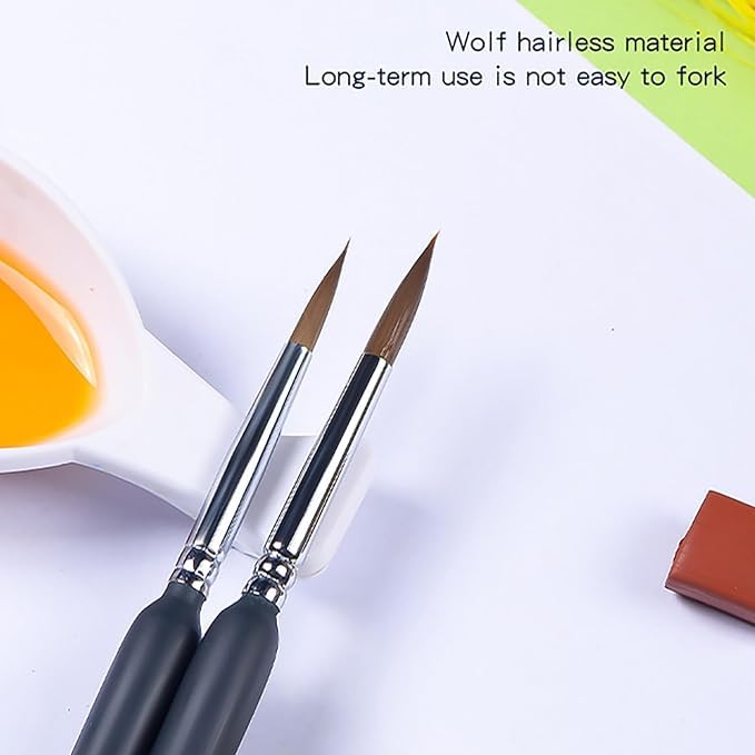 Sandra 11 PCS Detail Paint Brush Set for Miniature, Nail Art, Acrylic, Watercolor, Oil & Model Painting – Fine Tip Brushes with Wooden Handle & Case – Artist Painting Tools for Hobby & Craft - Image 3