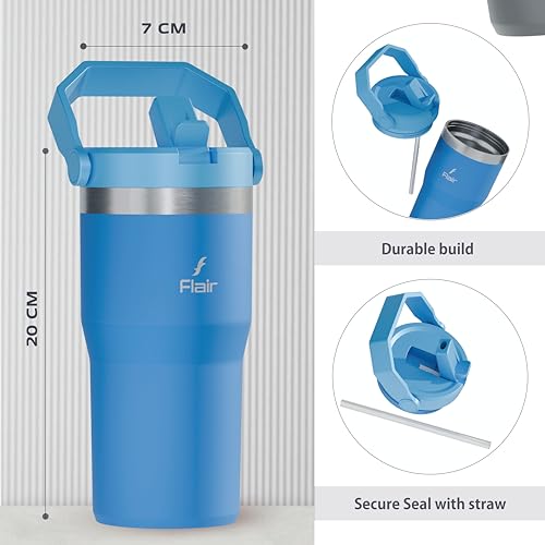 FLAIR Rage 600 ml Azure Vacuum Insulated Stainless Steel Tumbler – Double Wall Travel Mug for Coffee & Tea with Comfortable Easy-Grip Handle and Superior Heat Retention - Image 4
