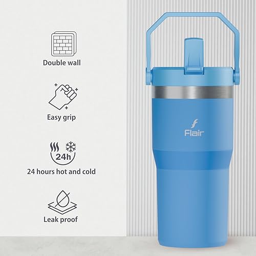 FLAIR Rage 600 ml Azure Vacuum Insulated Stainless Steel Tumbler – Double Wall Travel Mug for Coffee & Tea with Comfortable Easy-Grip Handle and Superior Heat Retention - Image 5