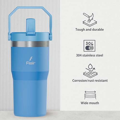 FLAIR Rage 600 ml Azure Vacuum Insulated Stainless Steel Tumbler – Double Wall Travel Mug for Coffee & Tea with Comfortable Easy-Grip Handle and Superior Heat Retention - Image 3