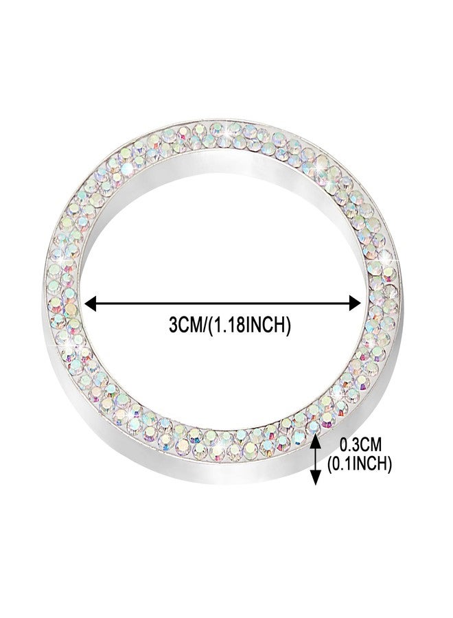WINKA 2pcs Bling Car Engine Start Button Cover Diamond Crystal Push Start Stop Button Ring Sparkly Bling Ignition Button Cover Rhinestone Keyless Ignition Ring Universal Car Accessories (Colorful) - Image 2