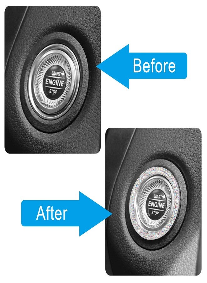 WINKA 2pcs Bling Car Engine Start Button Cover Diamond Crystal Push Start Stop Button Ring Sparkly Bling Ignition Button Cover Rhinestone Keyless Ignition Ring Universal Car Accessories (Colorful) - Image 4