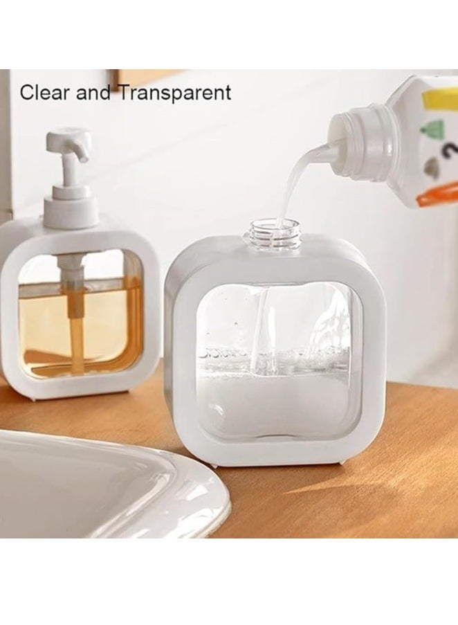 Spaceshoop Modern Square Soap Dispenser with Pump, Clear Window Design, White, for Bathroom Kitchen - Image 4