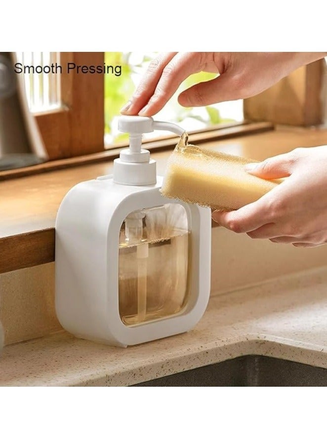 Spaceshoop Modern Square Soap Dispenser with Pump, Clear Window Design, White, for Bathroom Kitchen - Image 2