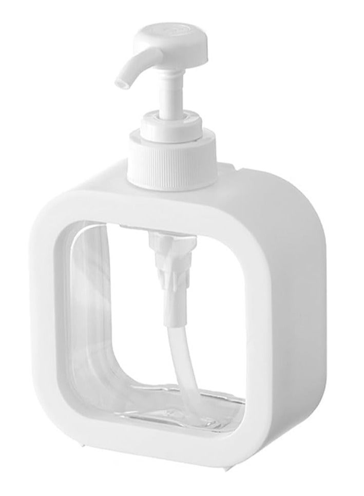 Spaceshoop Modern Square Soap Dispenser with Pump, Clear Window Design, White, for Bathroom Kitchen - Image 1