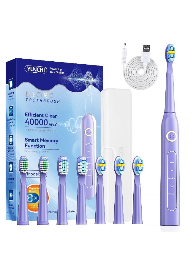 Seago Seago Sonic Electric Toothbrush SG-507 Adult Timer Brush 5 Modes USB Charger Rechargeable Toothbrushes Replacement Head Set (1 handle 3 heads)