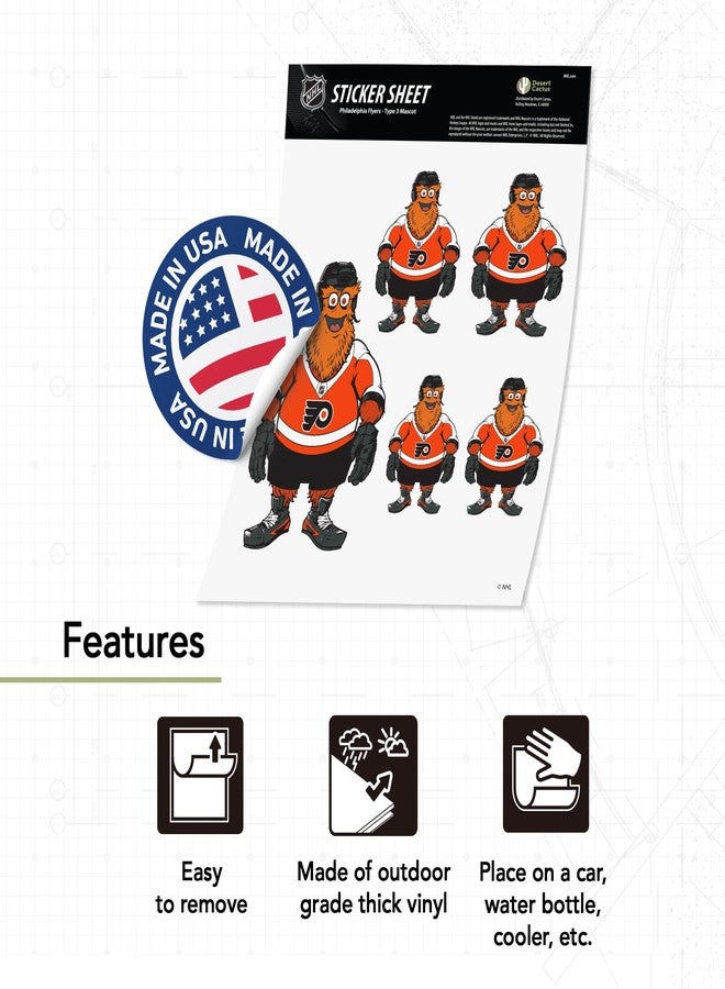 Desert Cactus Philadelphia Flyers Sticker Gritty Mascot Team National Hockey League Vinyl Decal Laptop Water Bottle Car Scrapbook NHL (Type 3 Mascot) - Image 3