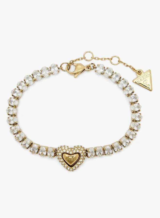 Pave Heart Tennis Chain Bracelet