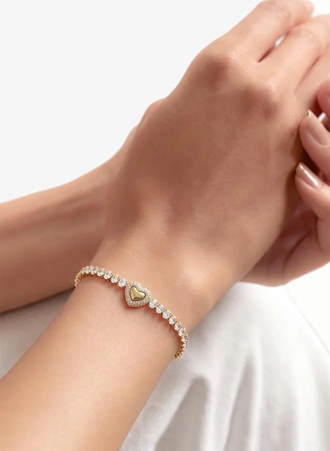 GUESS Pave Heart Tennis Chain Bracelet