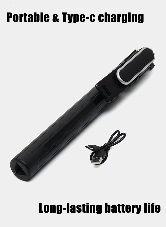Selfie Stick Tripod, Extendable 1.3m Foldable Stand with 360° Rotation & Bluetooth Wireless Remote, Lightweight Travel Tripod for iOS / Android Smartphones Black
