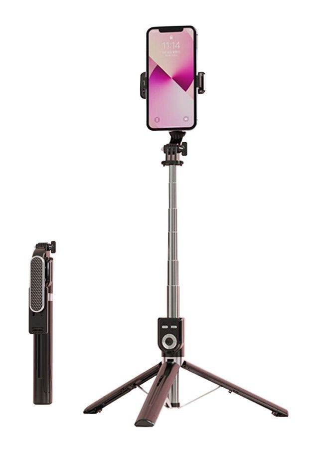 Selfie Stick Tripod, Extendable 1.3m Foldable Stand with 360° Rotation & Bluetooth Wireless Remote, Lightweight Travel Tripod for iOS / Android Smartphones Black - Image 1