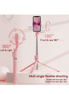 Generic 360° Left and Right Rotating Tripod, 1.3m Telescopic Selfie Stick with Bluetooth Remote Control, Stable and Portable, Suitable for Various Mobile Phones and Various Scenes, Black  - Image 4