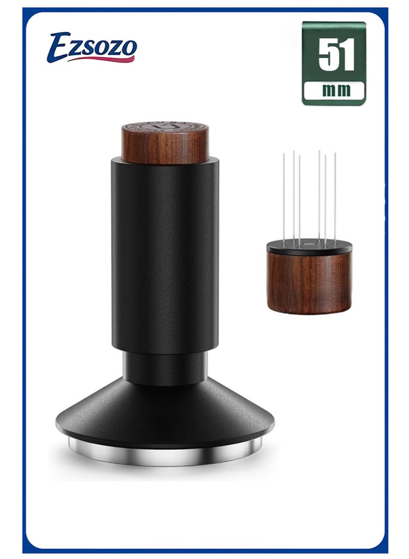 EZSOZO 51mm 2-in-1 Espresso Tamper Magnetic WDT Tool，Spring Loaded Tamper with Anodized Aluminum Alloy Handle，Fits 51mm Portafilter Baskets for Espresso Machines - Image 1