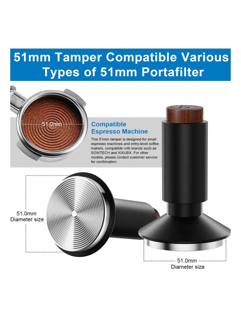 EZSOZO 51mm 2-in-1 Espresso Tamper Magnetic WDT Tool，Spring Loaded Tamper with Anodized Aluminum Alloy Handle，Fits 51mm Portafilter Baskets for Espresso Machines - Image 5