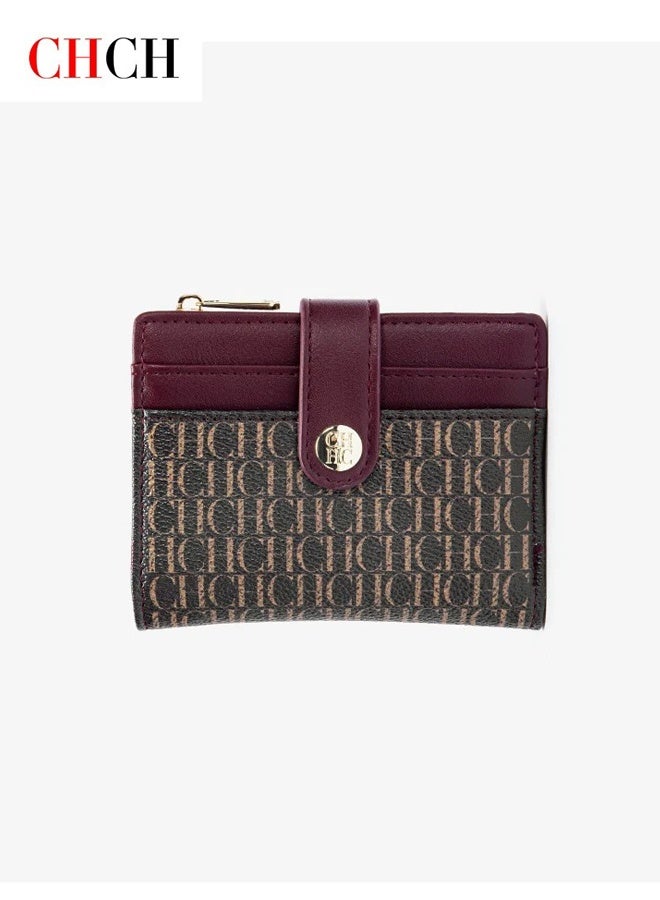CHCH CHCH Portable Ladies' Wallet Elegant Ladies' Card Holder Bag High-Quality Elegant Ladies' Wallet Premium Fashion Red-Brown  - Image 1