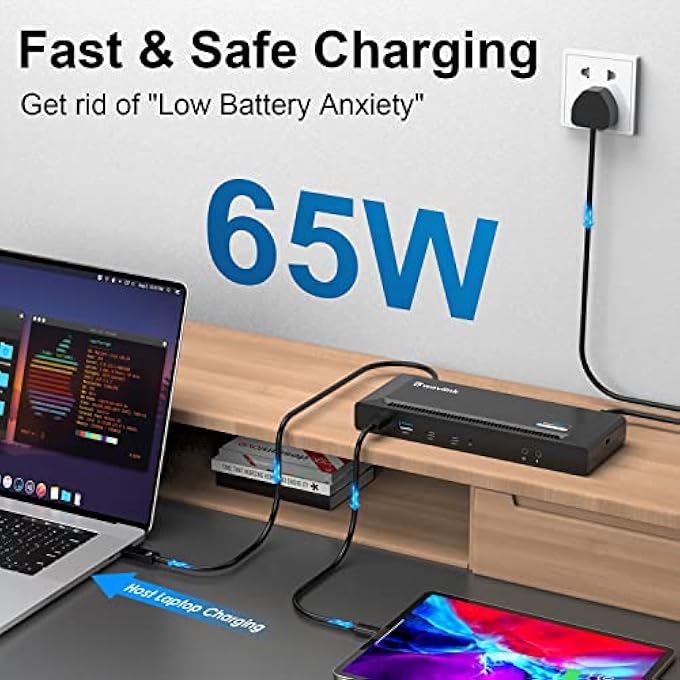 WAVLINK USB 3.0 / USB C DUAL 4K DISPLAY DOCKING STATION WITH DISPLAYPORT AND HDMI FOR WINDOWS OR MACOS SUPPORT 65W POWER CHARGE TO HOST COMPUTER - Image 3