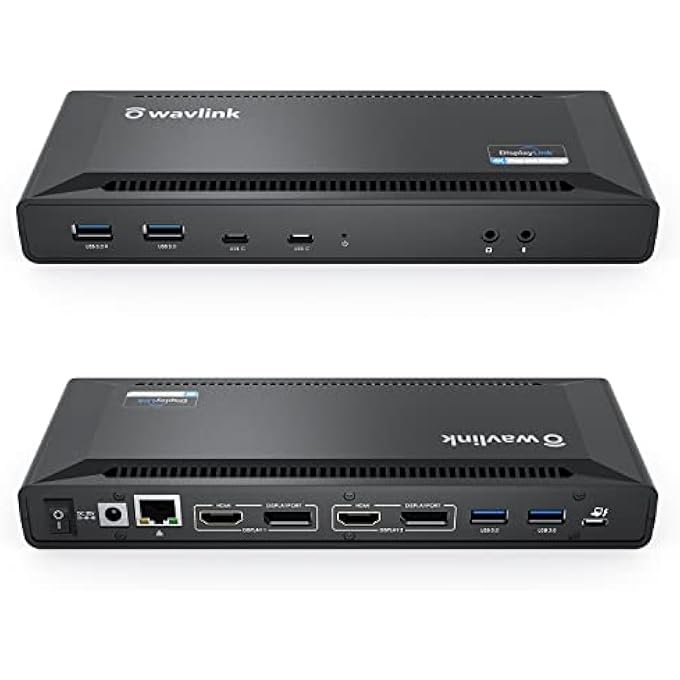 WAVLINK USB 3.0 / USB C DUAL 4K DISPLAY DOCKING STATION WITH DISPLAYPORT AND HDMI FOR WINDOWS OR MACOS SUPPORT 65W POWER CHARGE TO HOST COMPUTER - Image 1