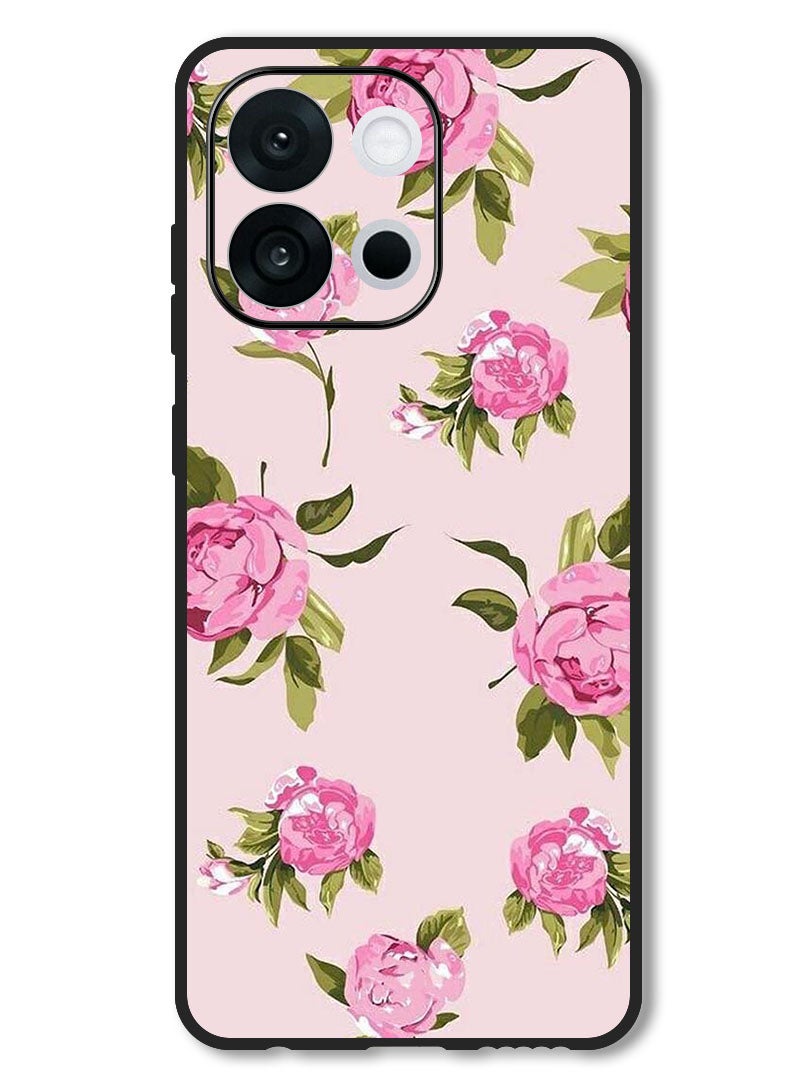 Theodor Case Compatible with OnePlus 13s 6.32 Inch Protection Shockproof Bumper Cover Hand Painting Pink Flower - Image 1