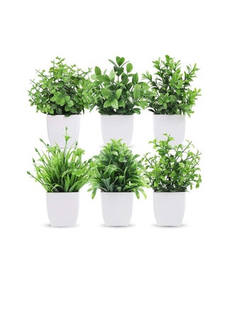 Set Of 6 Small Artificial Plants 12Cm Artificial Plants For Outdoor Rustic Home Bathroom Decor Multi-Shaped Shelf. White - pzsku/Z0B3162A8BCF767F9946CZ/45/_/1729639921/5e938d70-47a4-462c-ab3a-3175972d00a3