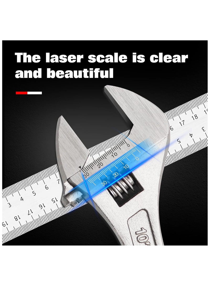 وايزأب مفتاح ربط احترافي قابل للتعديل من WISEUP مقاس 10 بوصات من Cr-V مجموعة مفاتيح يدوية صناعية مزورة بمقبض مضاد للانزلاق ومفتاح ربط صغير قابل للتعديل - Image 2