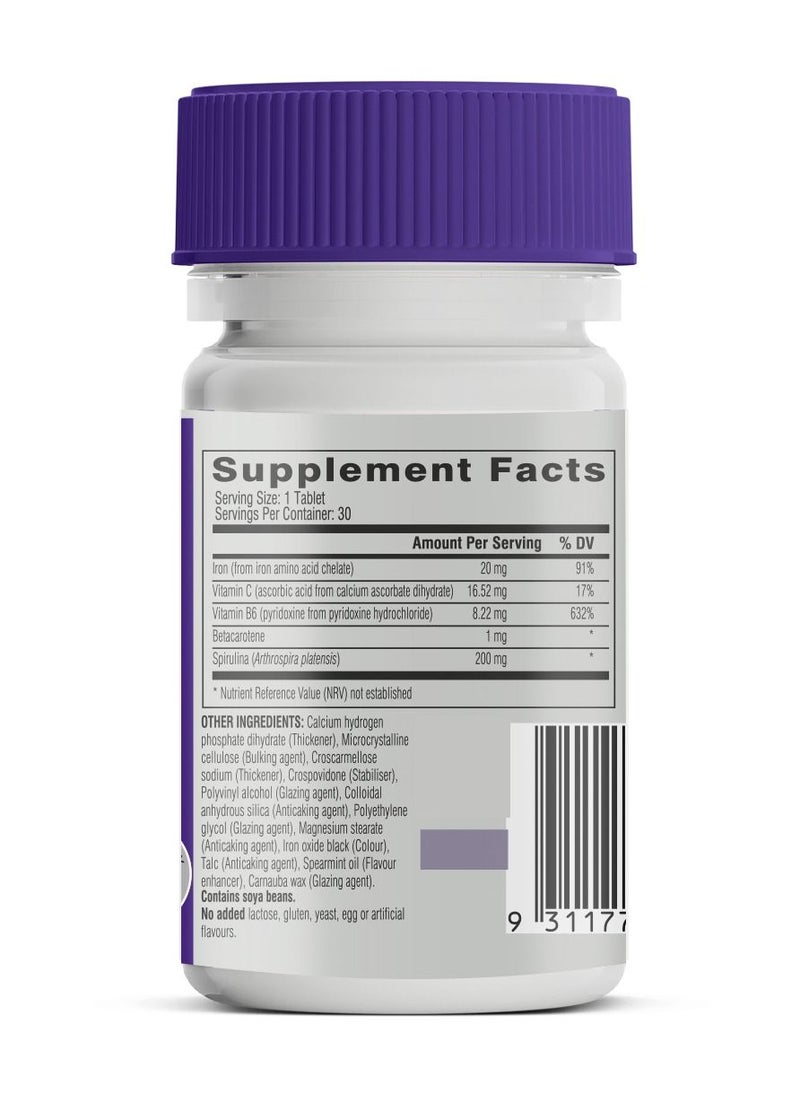 سويس - UltiBoost Iron مع فيتامين C لدعم امتصاص الحديد لصحة المرأة | 30 قرصًا من المكملات الصحية ليوم واحد - Image 1