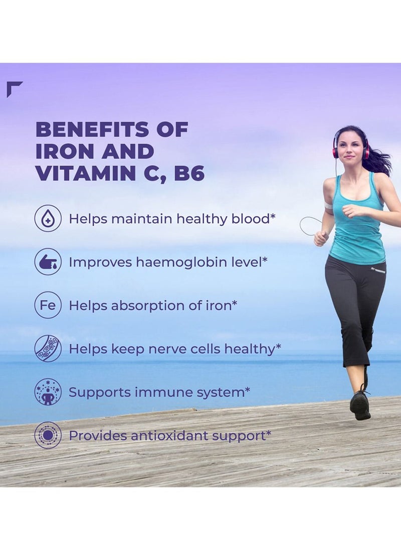 سويس - UltiBoost Iron مع فيتامين C لدعم امتصاص الحديد لصحة المرأة | 30 قرصًا من المكملات الصحية ليوم واحد - Image 1