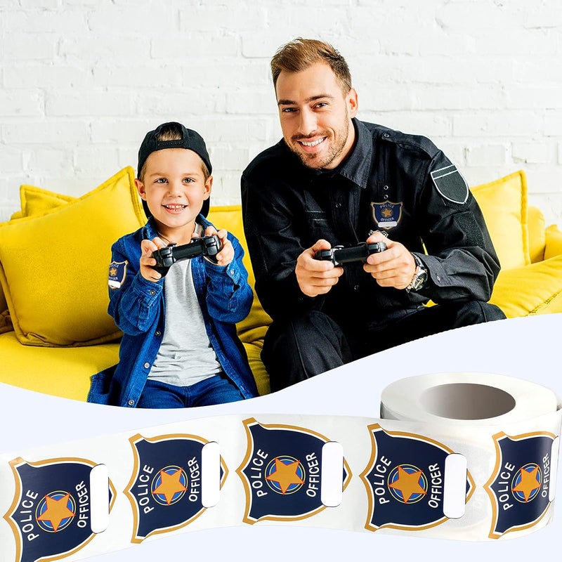 كلاراكو 600 قطعة من ملصقات الشرطة للأطفال، ملصقات شارات الشرطة، ملصقات اسم شارة الشرطة، أختام، هدايا حفلات ضباط الشرطة للأطفال، لوازم حفلات أعياد ميلاد الشرطة (ضابط شرطة أزرق) - Image 5