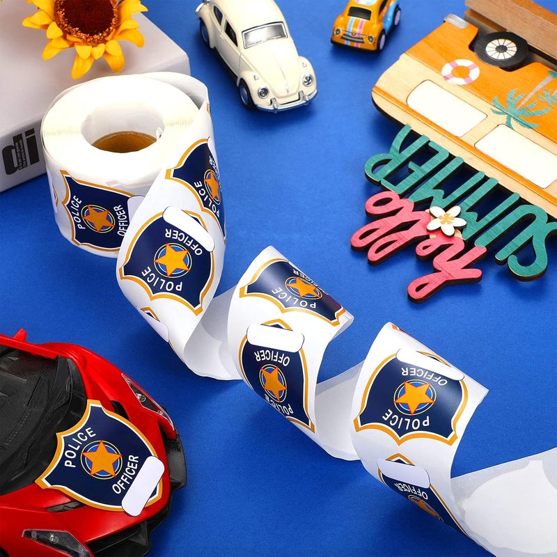كلاراكو 600 قطعة من ملصقات الشرطة للأطفال، ملصقات شارات الشرطة، ملصقات اسم شارة الشرطة، أختام، هدايا حفلات ضباط الشرطة للأطفال، لوازم حفلات أعياد ميلاد الشرطة (ضابط شرطة أزرق) - Image 2