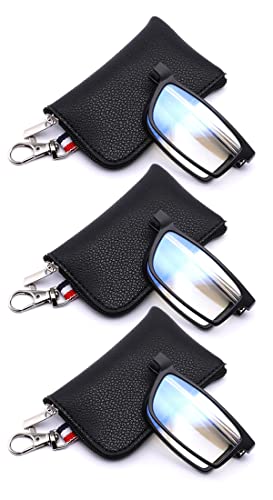 GOOSEN 3-Pack Reading Glasses for Women Men, Keychain Bags Compact Folding Readers, Clear Lens Blue Light Glasses Spring Hinge, Black 1.0 x - Image 1