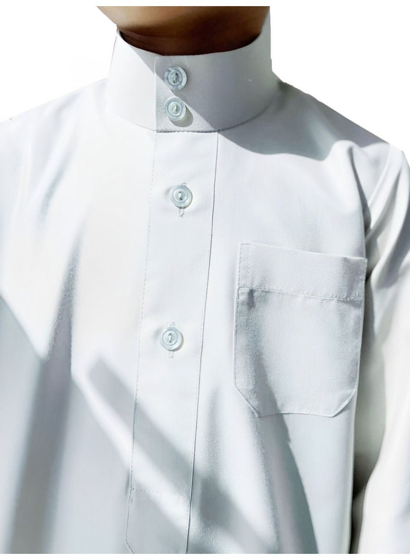 العثيمان الثوب العربي التقليدي للأولاد – كندورة سعودية / جوبا / ثوب طويل الأكمام للأطفال  - Image 4