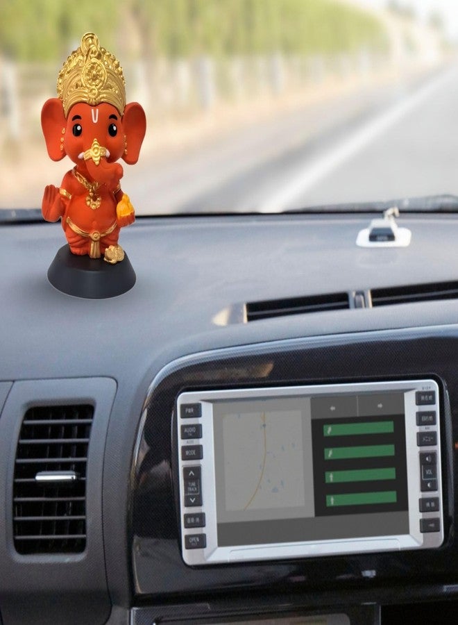 BUDDYZ Ganesha Idol for Home Decor, Ganpati for Car Dashboard Unique God Idol for Puja, Ganesh Ji Murti for Temple Office Desk Small Statue Washable PVC and ABS Material (1, Ganesh Ji Kesari Tone) - Image 4