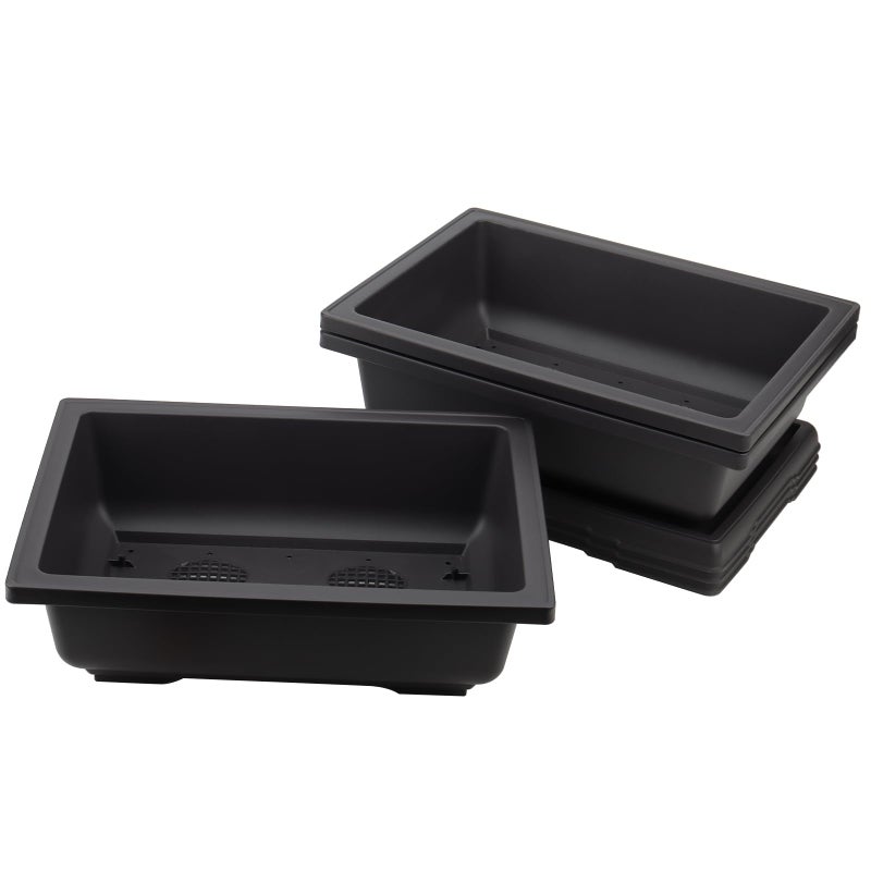KINJOEK 3 PCS 14 Inch Plastic Bonsai Pots, Large Bonsai Training Pot with Drainage Trays, Rectangular Plant Bonsai Tree Pots for Garden, Indoor, Home Decorative - Image 5