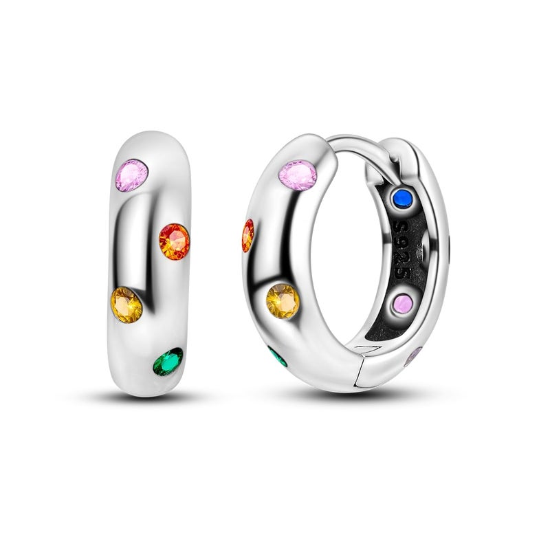 Parmuz 925 sterling Silver Huggie hoop earring for woman Post Pave Cubic Zirconia Cuff Small Hoop Chunky Earrings Jewelry Gift - Image 1