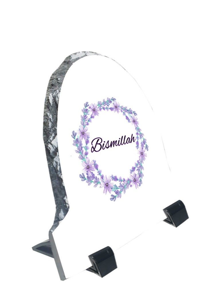 Service Zone Protective Printed White Rock Shape Marble Photo Frame for Table Top Bismillah - Image 2