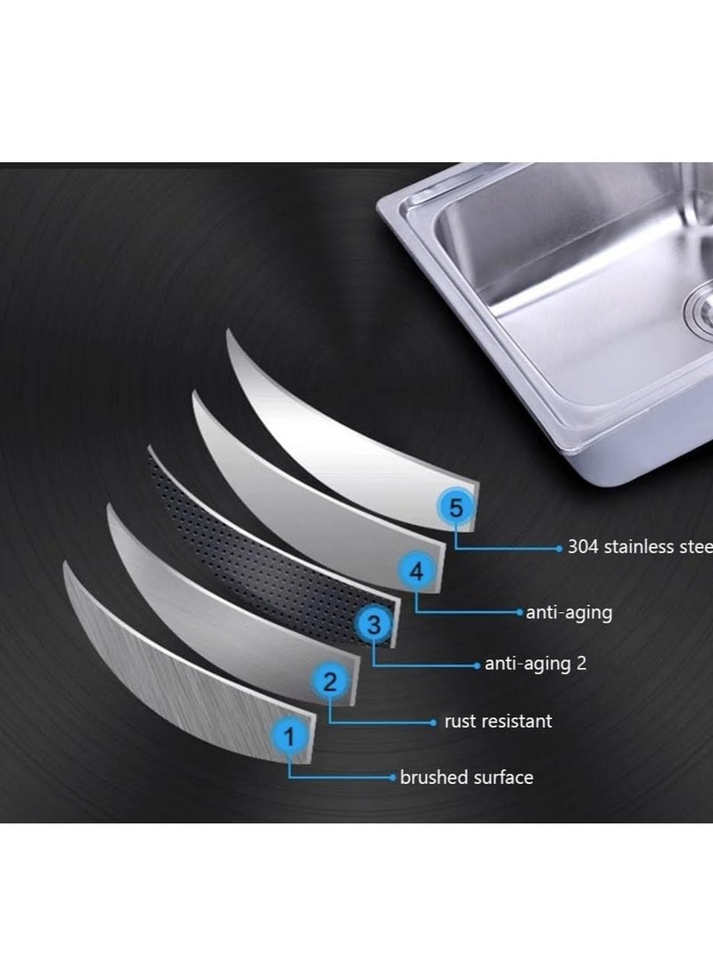 ASAHI حوض مطبخ من الفولاذ المقاوم للصدأ | حوض مزدوج مع لوح تصريف | تصميم حديث بلون فضي/كروم | حوض بأسلوب حديث للكونترتوب للمطبخ | منظم حوض المطبخ (120x50 مزدوج S) - Image 4