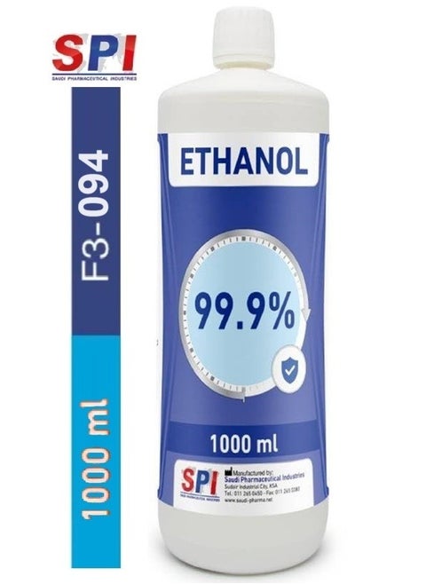 SPI-IPA Ethanol Alcohol 99.9% Antiseptic, Disinfectant and Rubefacient For Quick Drying and General Disinfecting 1000 ml