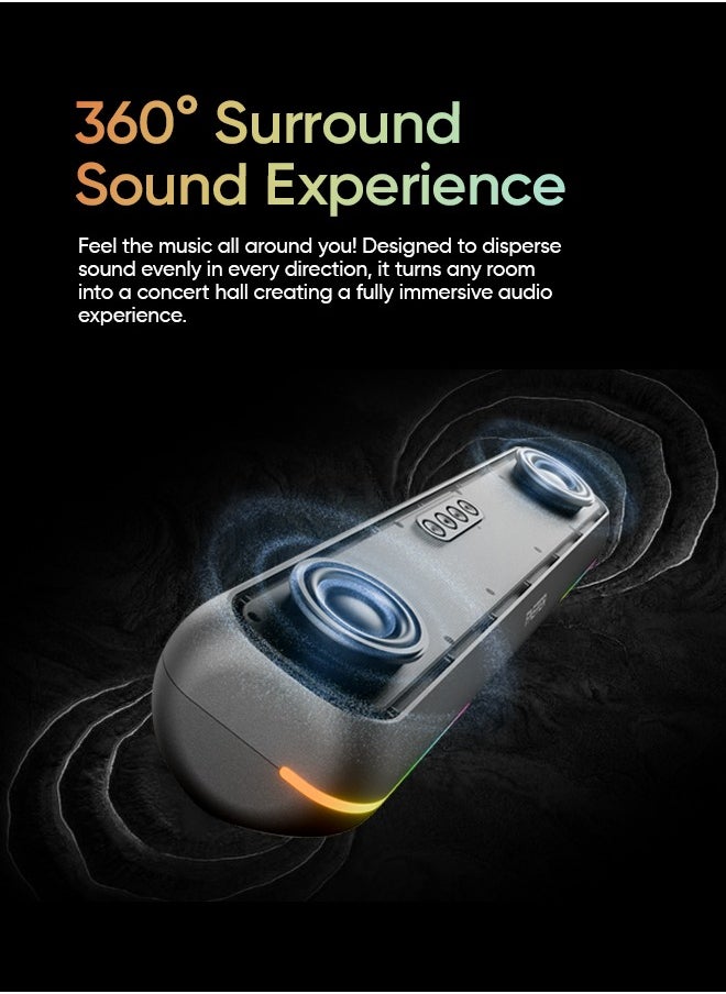Faster RYZO Z16 Wireless Bluetooth Soundbar 16W - Portable Stereo Speaker with TWS, FM Radio, Bluetooth Call, USB, TF Card, AUX In - Deep Bass Home Theater Audio System for TV, PC, Laptop, Phone (Charcoal Grey)  - Image 3