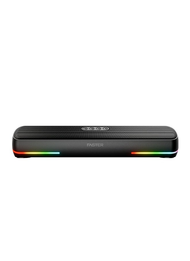 Faster RYZO Z16 Wireless Bluetooth Soundbar 16W - Portable Stereo Speaker with TWS, FM Radio, Bluetooth Call, USB, TF Card, AUX In - Deep Bass Home Theater Audio System for TV, PC, Laptop, Phone (Charcoal Grey)  - Image 1