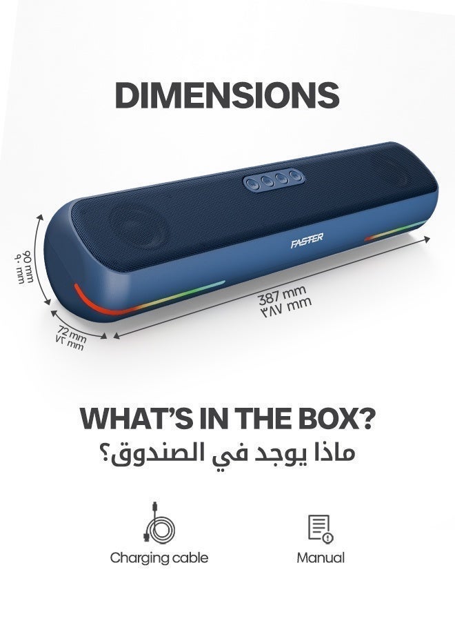 فاستر RYZO Z16 مكبر صوت لاسلكي بتقنية البلوتوث 12 وات - مكبر صوت ستيريو محمول مع TWS، راديو FM، مكالمات بلوتوث، USB، بطاقة TF، مدخل AUX - نظام صوت مسرح منزلي عميق الجهير للتلفزيون، الكمبيوتر الشخصي، الكمبيوتر المحمول، الهاتف (رمادي فحمي) - Image 3