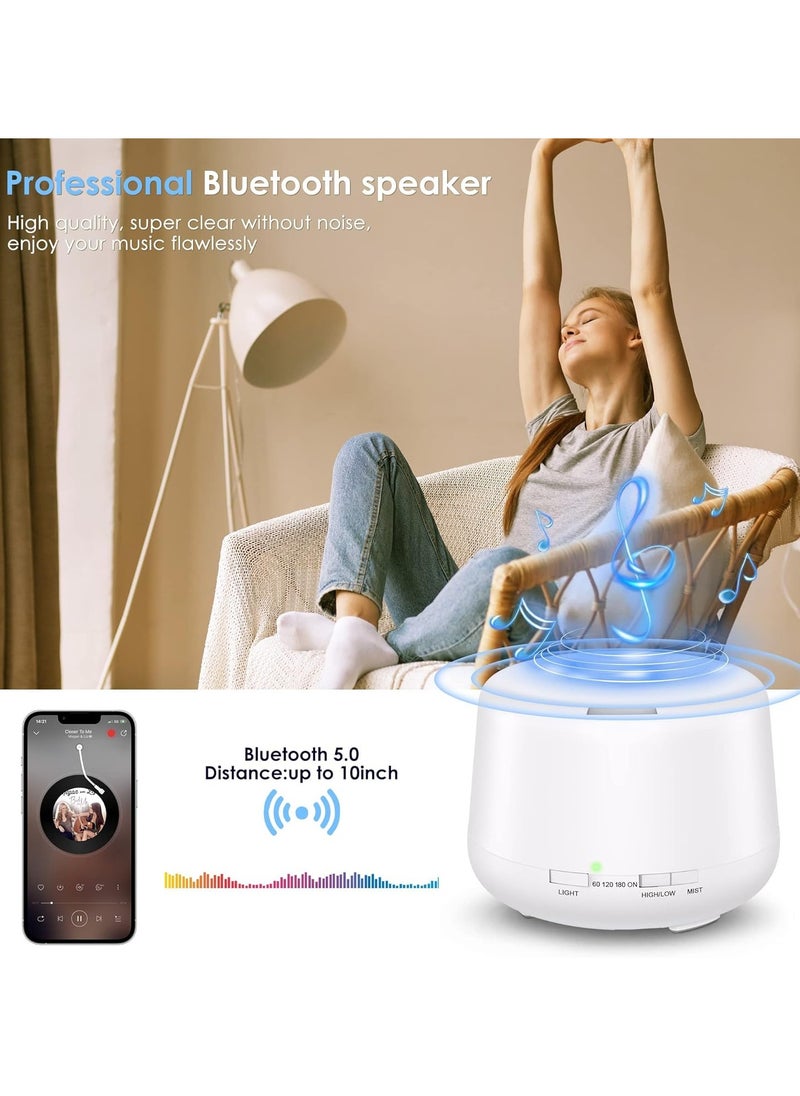 Tiokkss Humidifier Oil Fragrance Diffuser Bluetooth Speaker 5.0, 500ML Aromatherapy Diffusers for Aroma Essential Oils Large Room Bedroom Office Home 14 Colors Night Light with Remote  - Image 5