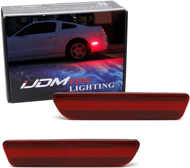 iJDMTOY OE-Red Lens Red Full LED Rear Side Marker Light Kit Compatible With 2005-09 Ford Mustang, Powered by 54-SMD LED, Replace OEM Back Sidemarker Lamps - Image 1