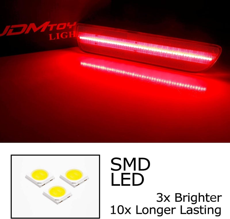 iJDMTOY OE-Red Lens Red Full LED Rear Side Marker Light Kit Compatible With 2005-09 Ford Mustang, Powered by 54-SMD LED, Replace OEM Back Sidemarker Lamps - Image 2